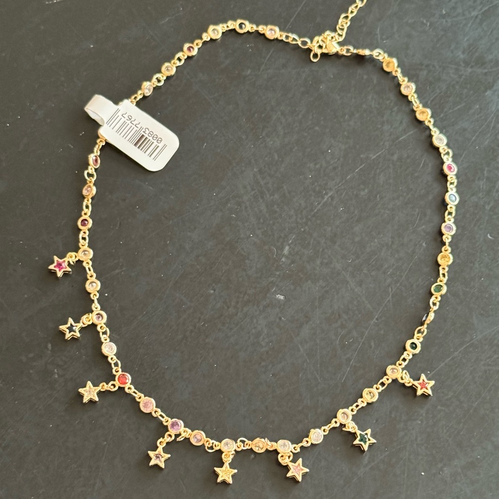 Gold multi color stone stars Choker Necklace the impeccable pig
